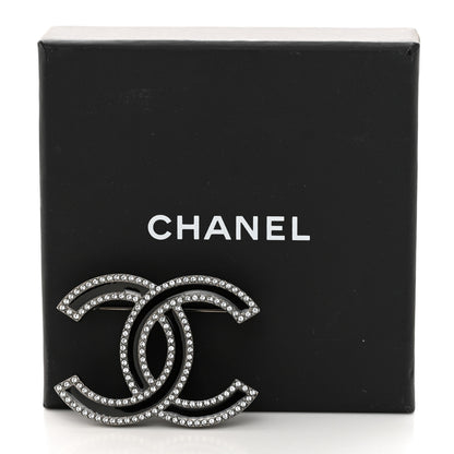 Chanel Enamel Crystal CC Brooch Black 4 of 4
