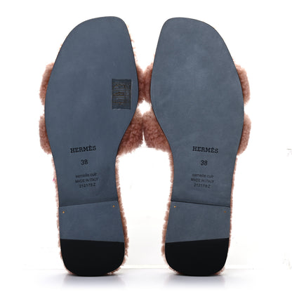 Hermes Woolskin Oran Sandals 38 Rose Aube 5 of 8