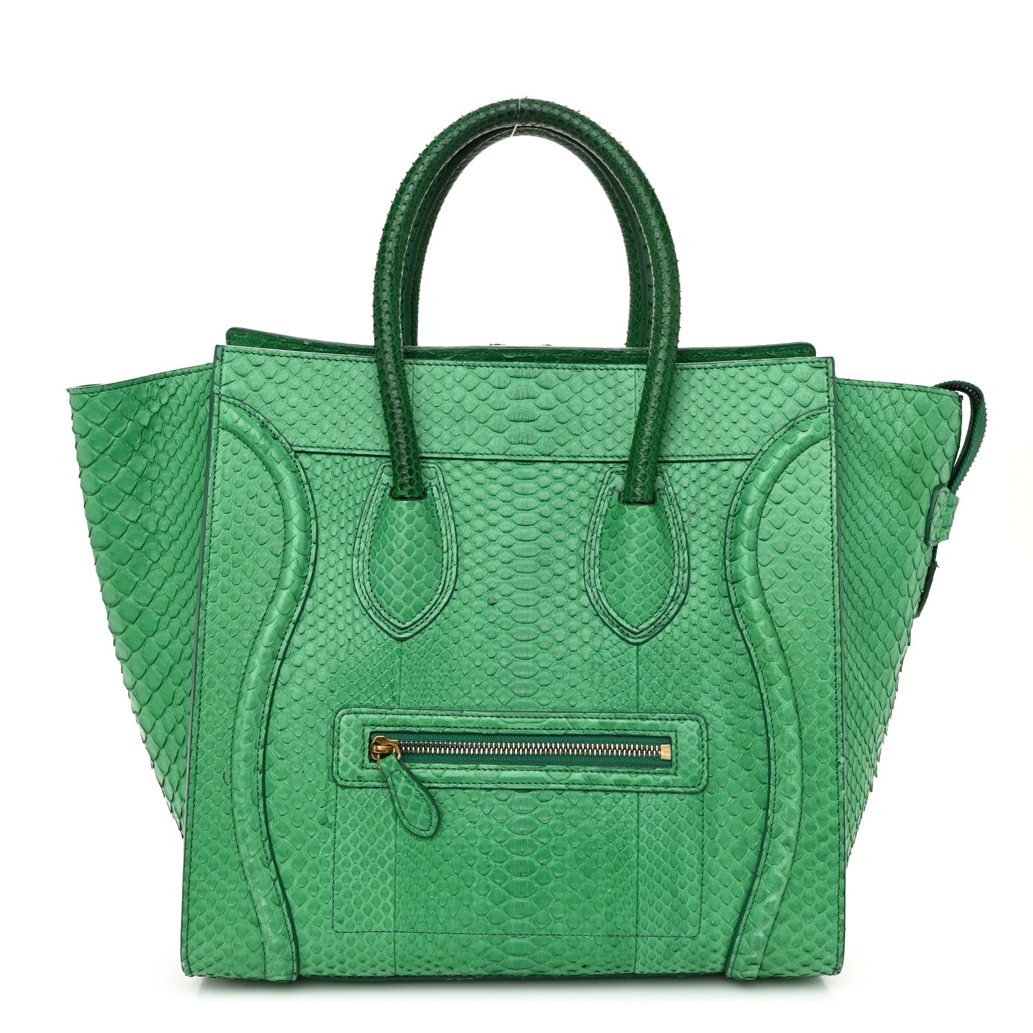 Celine Snakeskin Mini Luggage Green 1 of 12