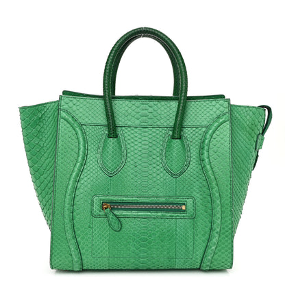 Celine Snakeskin Mini Luggage Green 1 of 12