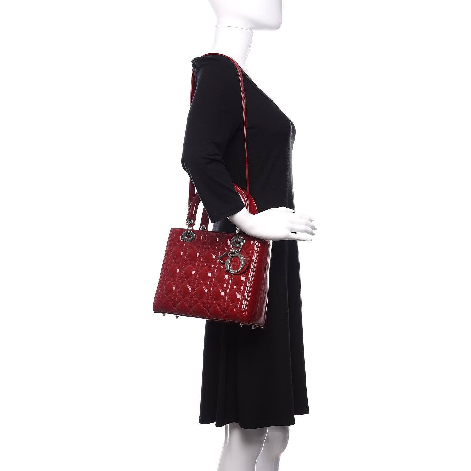 Christian Dior Patent Cannage Medium Lady Dior Red 2 of 11