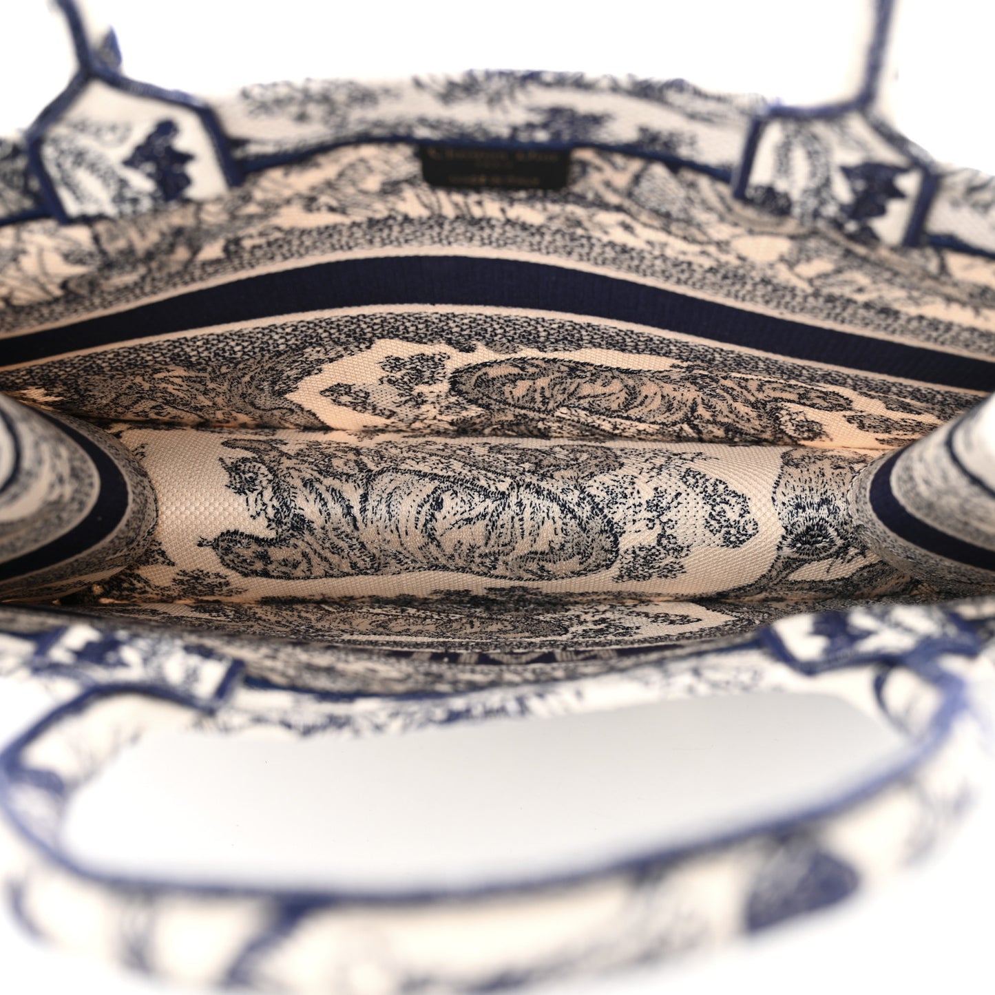 Canvas Embroidered Medium Dioriviera Toile De Jouy Book Tote Blue