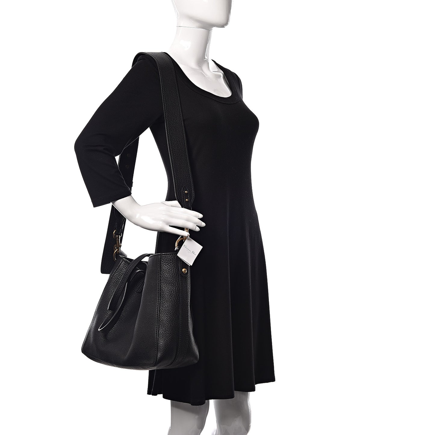 Grained Calfskin D-Bee Shopper Black