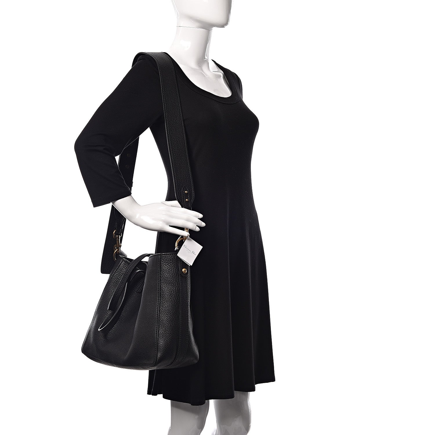 Christian Dior Grained Calfskin D-Bee Shopper Black 2 of 9