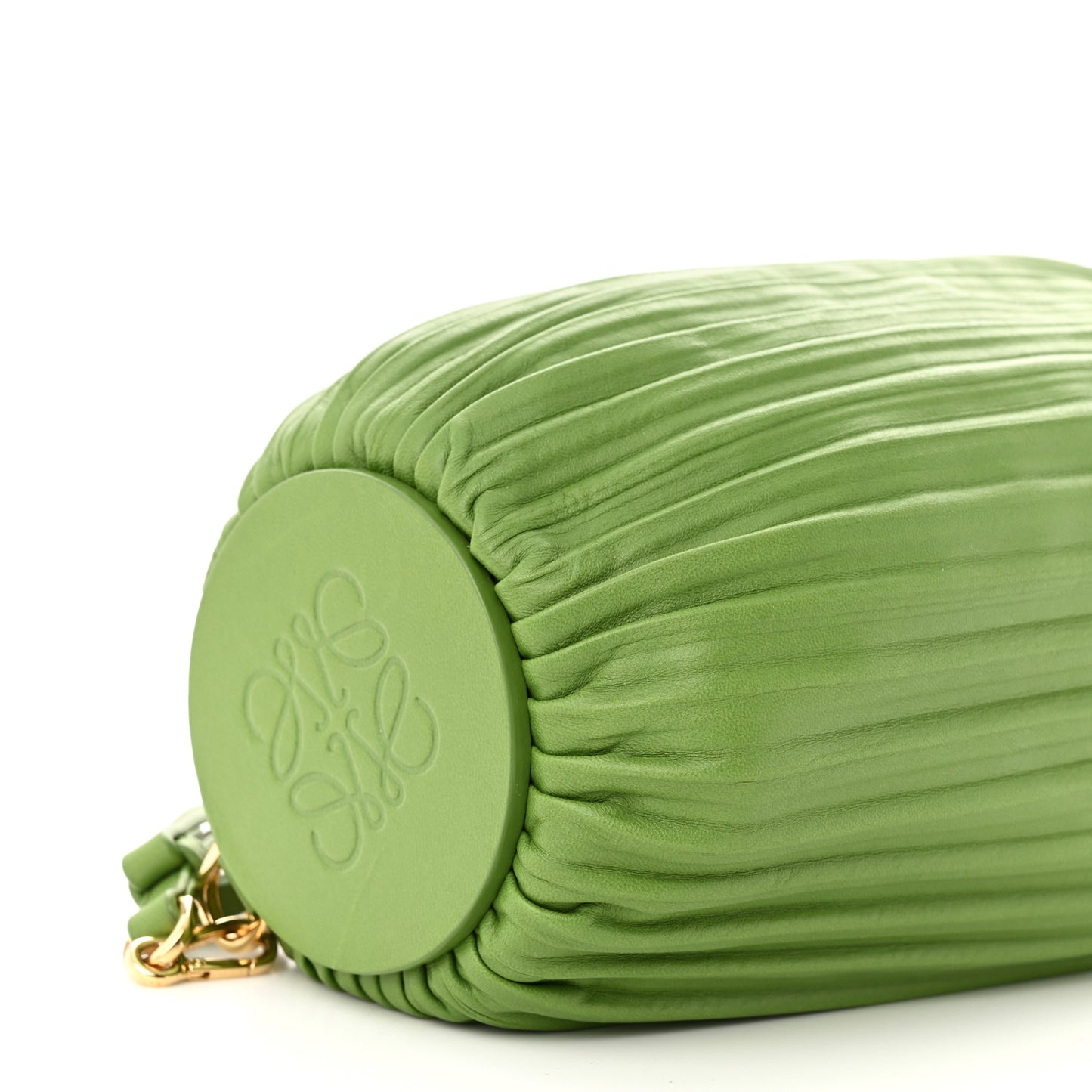 Lambskin Pleated Bracelet Pouch Shoulder Bag Spring Green