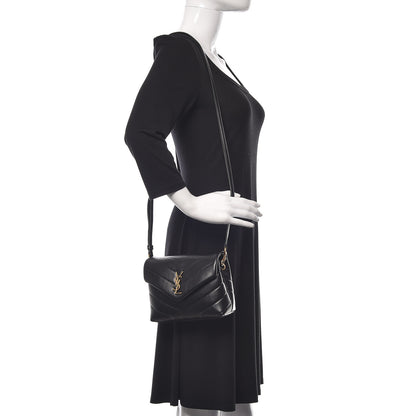 Saint Laurent Calfskin Y Quilted Monogram Toy Loulou Crossbody Bag Black 2 of 10
