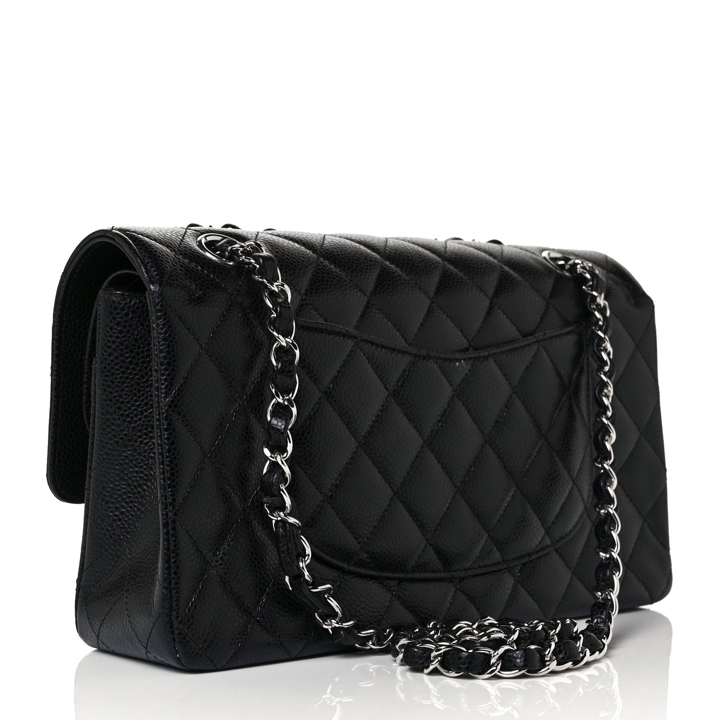 Caviar Quilted Medium Double Flap Black