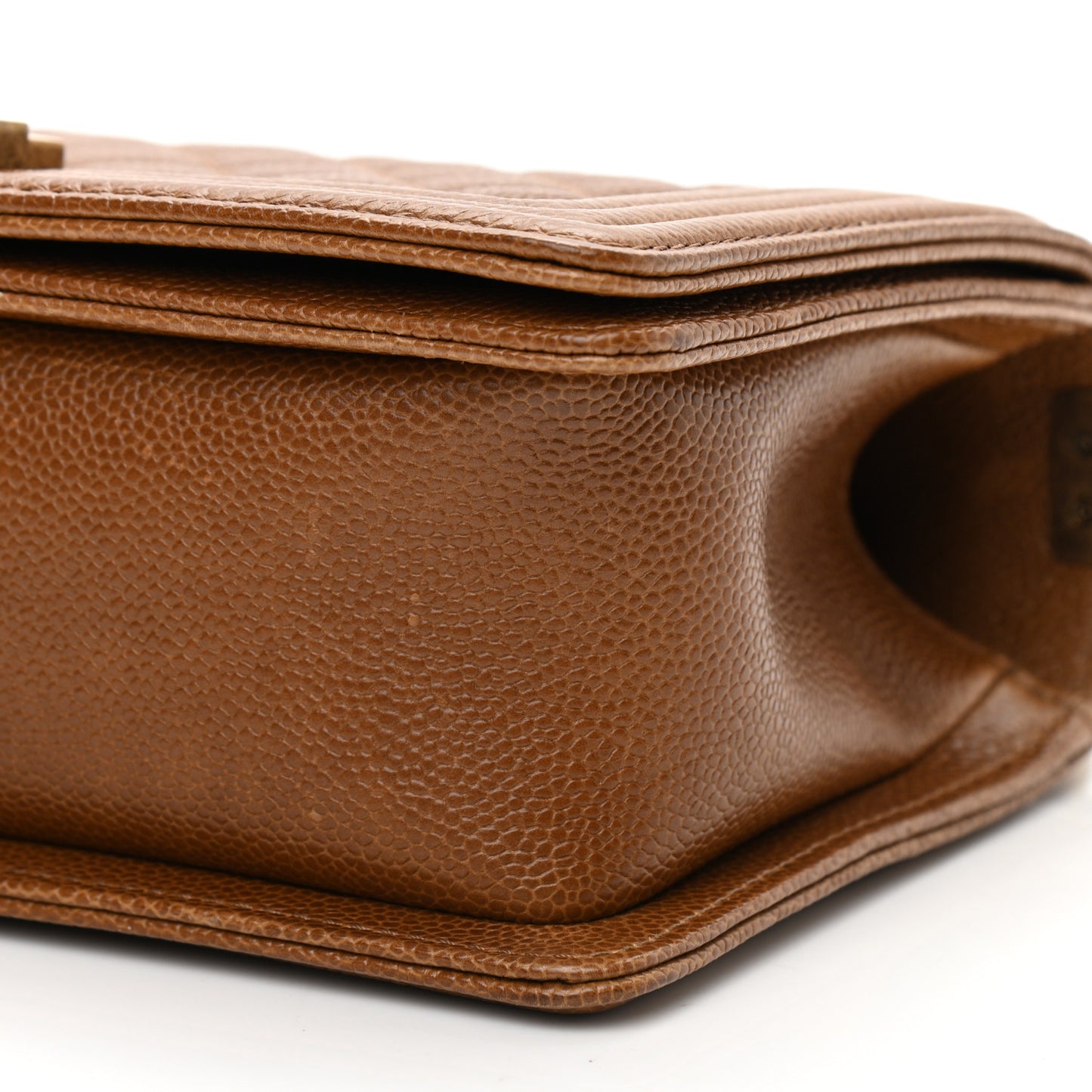 Caviar Quilted Medium Boy Flap Light Brown