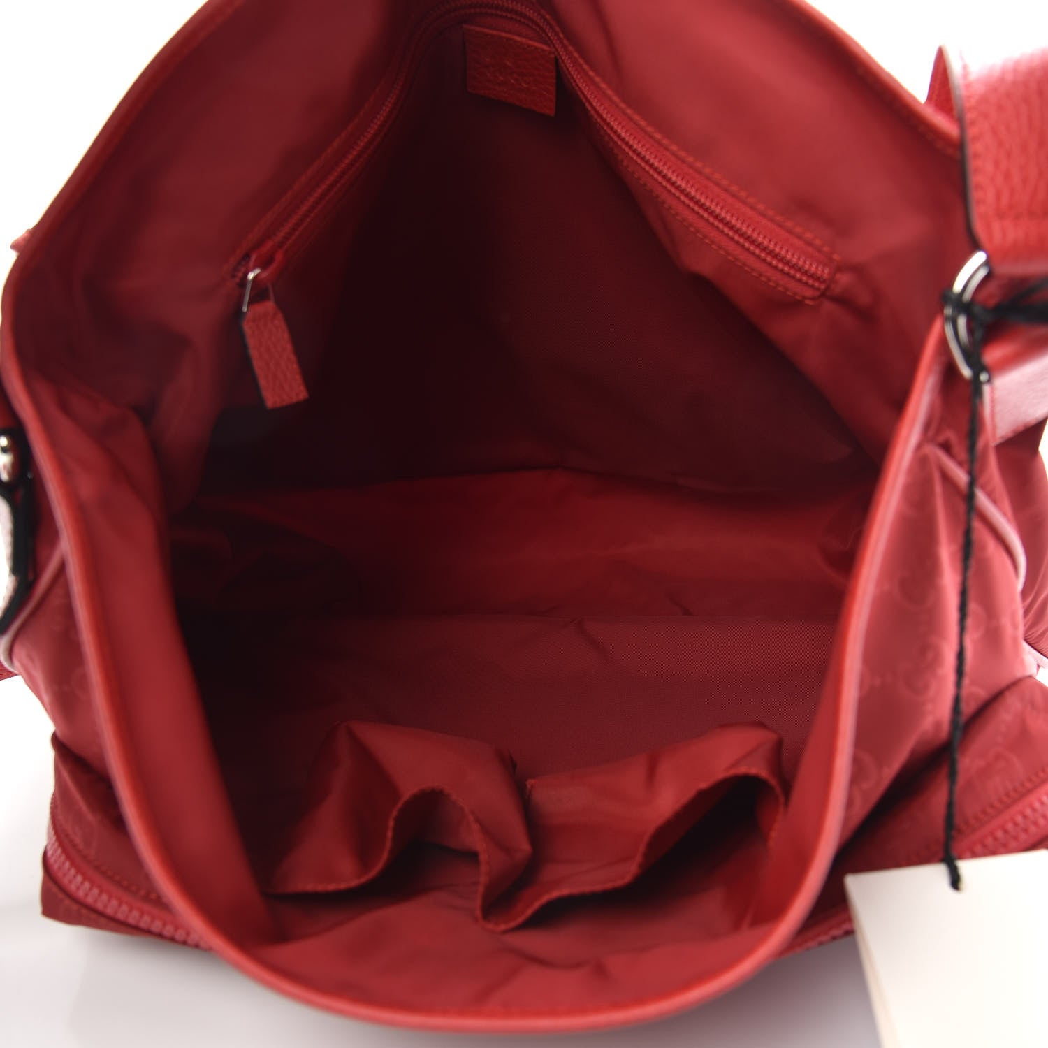 Gucci Nylon Monogram Double Buckle Flap Messenger Bag Vibrant Red 5 of 10