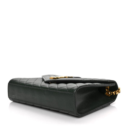 Saint Laurent Grain De Poudre Textured Mixed Matelasse Medium Triquilt Monogram Satchel Vert Fonce 8 of 8