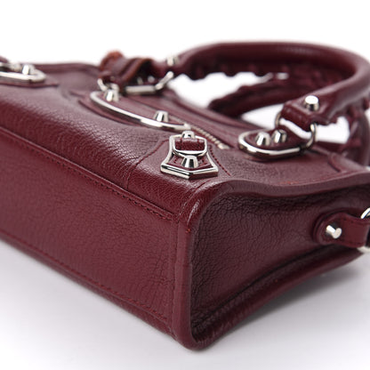 Balenciaga Chevre Silver Metallic Edge Hardware Nano City Rouge Lie De Vin 8 of 11