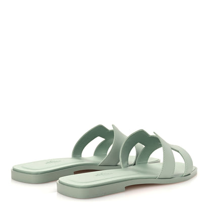 Hermes Calfskin Oran Sandals 40 Vert D'eau 5 of 10