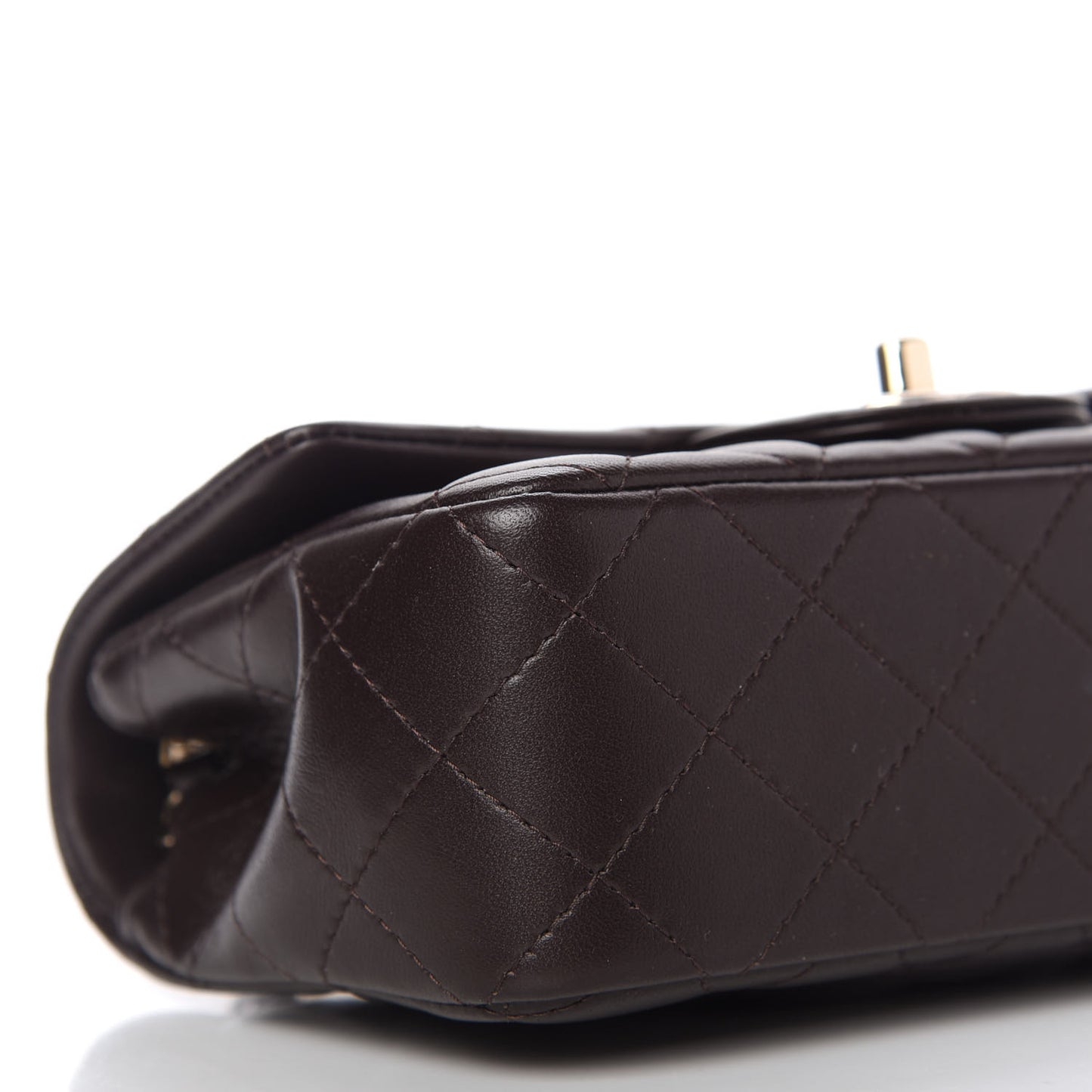 Lambskin Quilted Mini Rectangular Flap Dark Brown