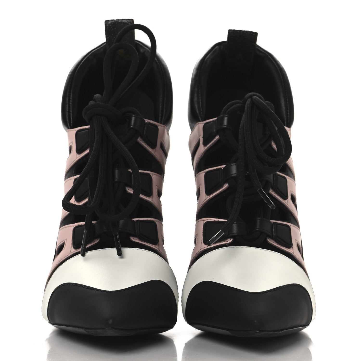 Louis Vuitton Calfskin Rubber Streamline Lace Up Pumps 40 Black White Pink 3 of 8