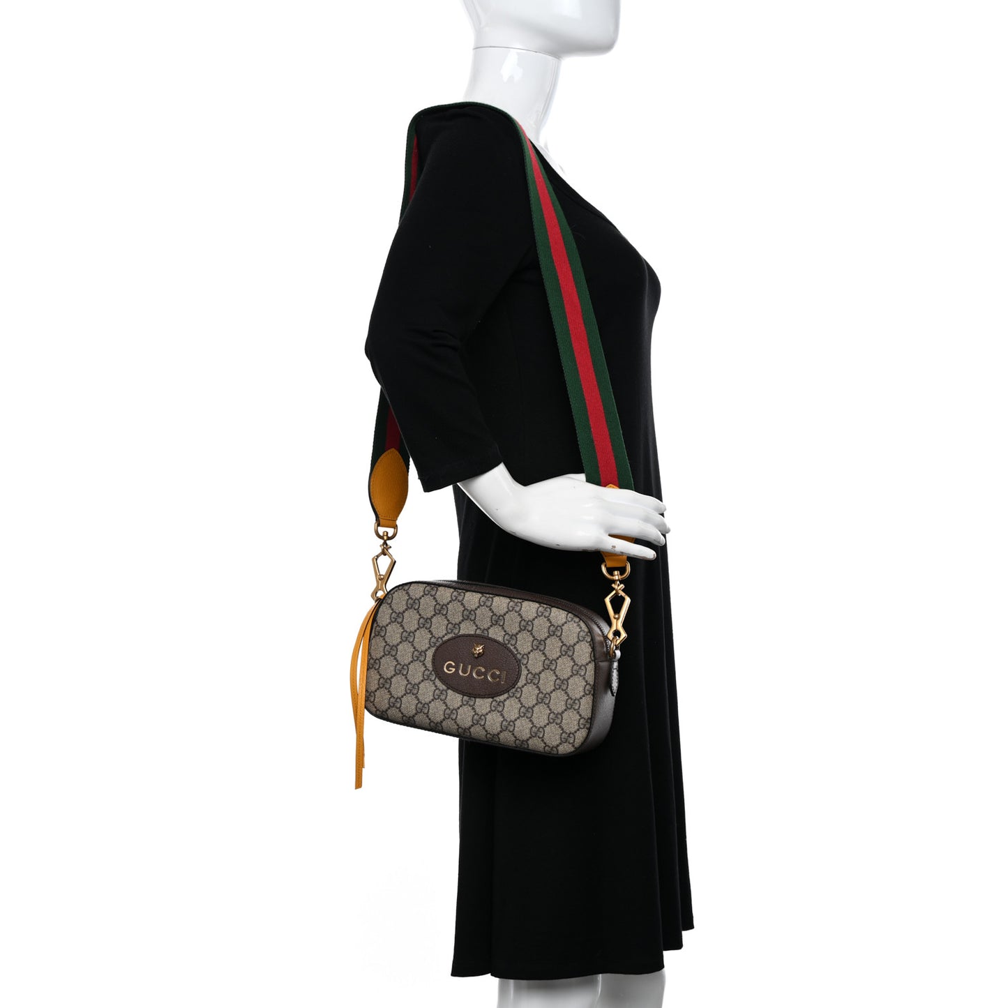 GG Supreme Monogram Web Neo Vintage Shoulder Bag Beige New Acero Crop