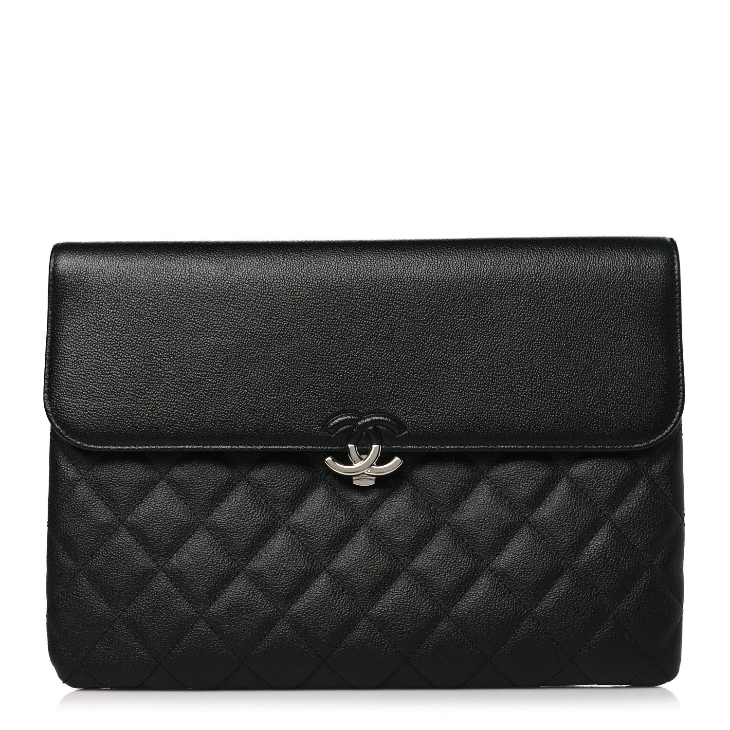 Chanel Grained Calfskin Quilted CC Box Pouch Black 1 of 12