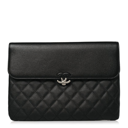 Chanel Grained Calfskin Quilted CC Box Pouch Black 1 of 12