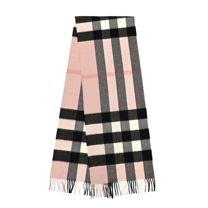 Burberry Cashmere Giant Heritage Check Fringe Scarf Ash Rose 2 of 4