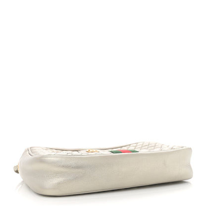 Gucci Laminated Nappa Web Trapuntata Small GG Shoulder Bag Argento 4 of 10