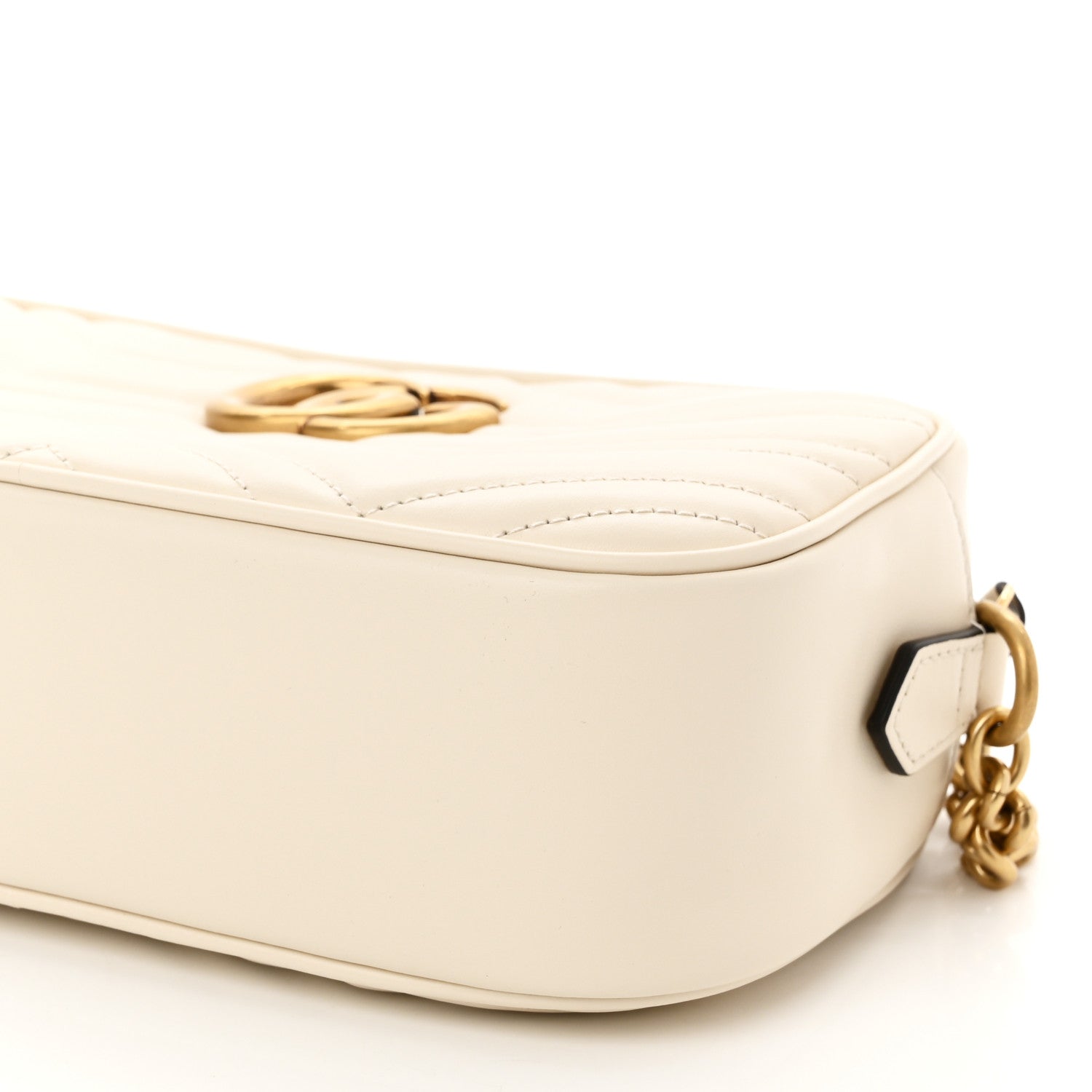 Gucci Calfskin Matelasse Small GG Marmont Chain Shoulder Bag White 10 of 10