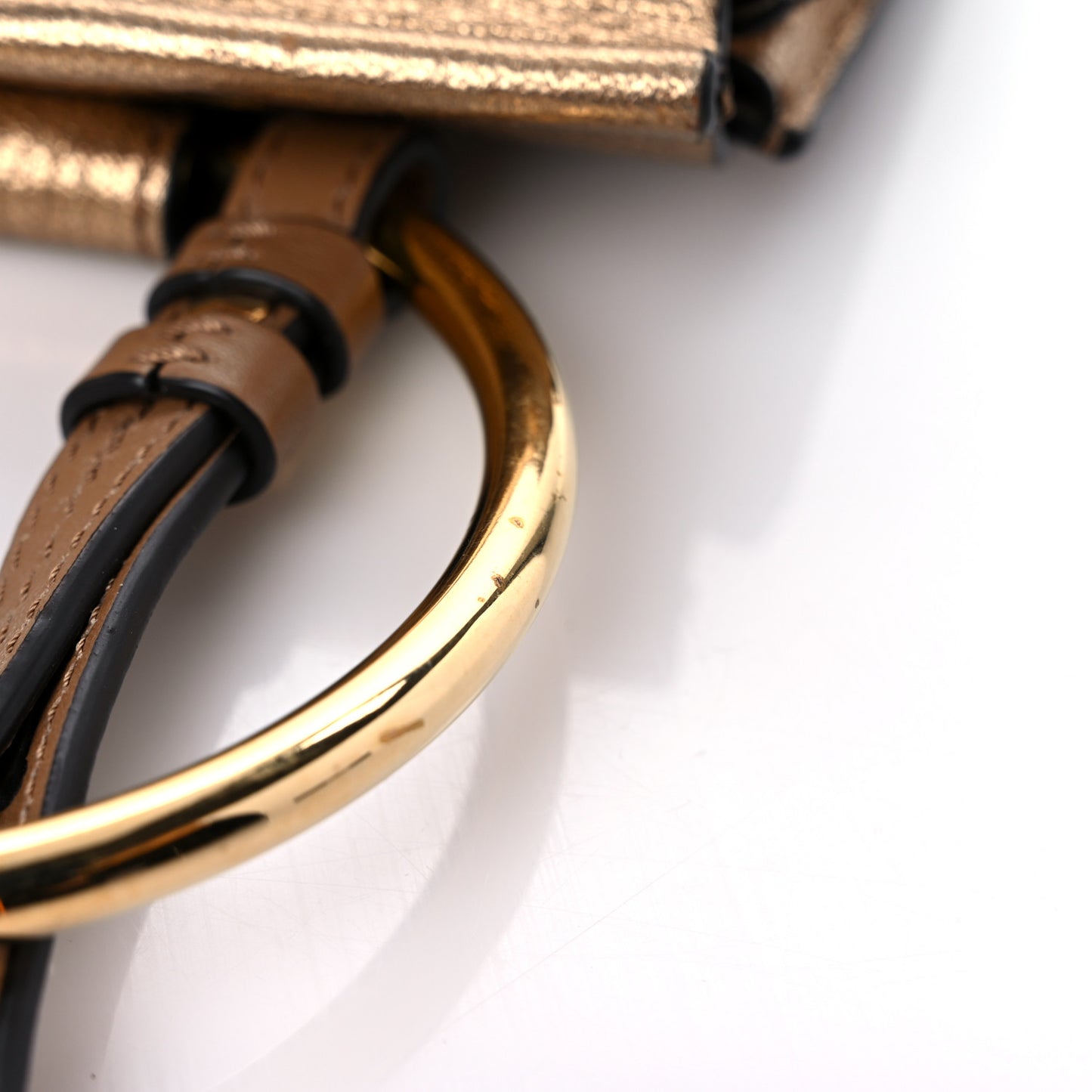 Metallic Calfskin Mini Faye Bracelet Bag Gold