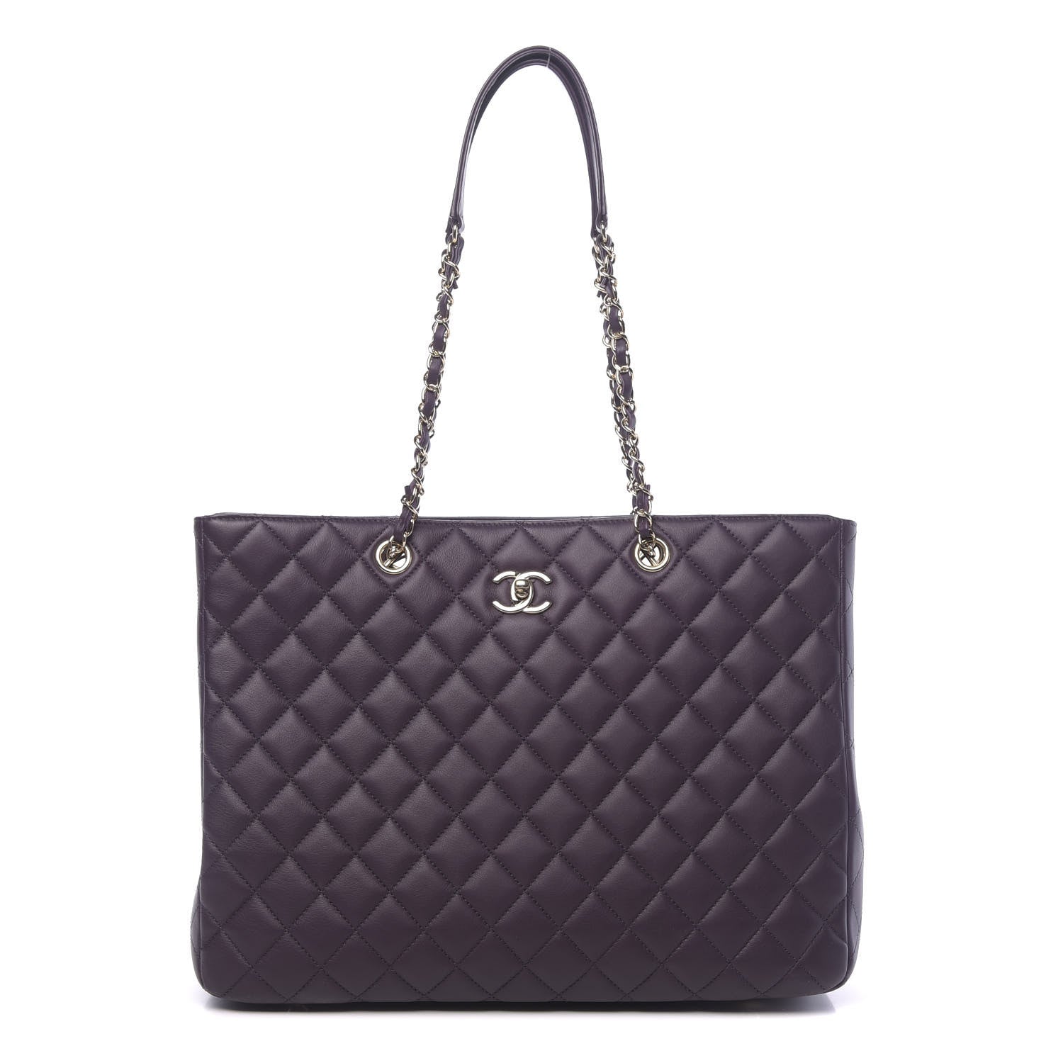 Chanel Lambskin Quilted Large Classic Shopping Tote Purple 1 of 10