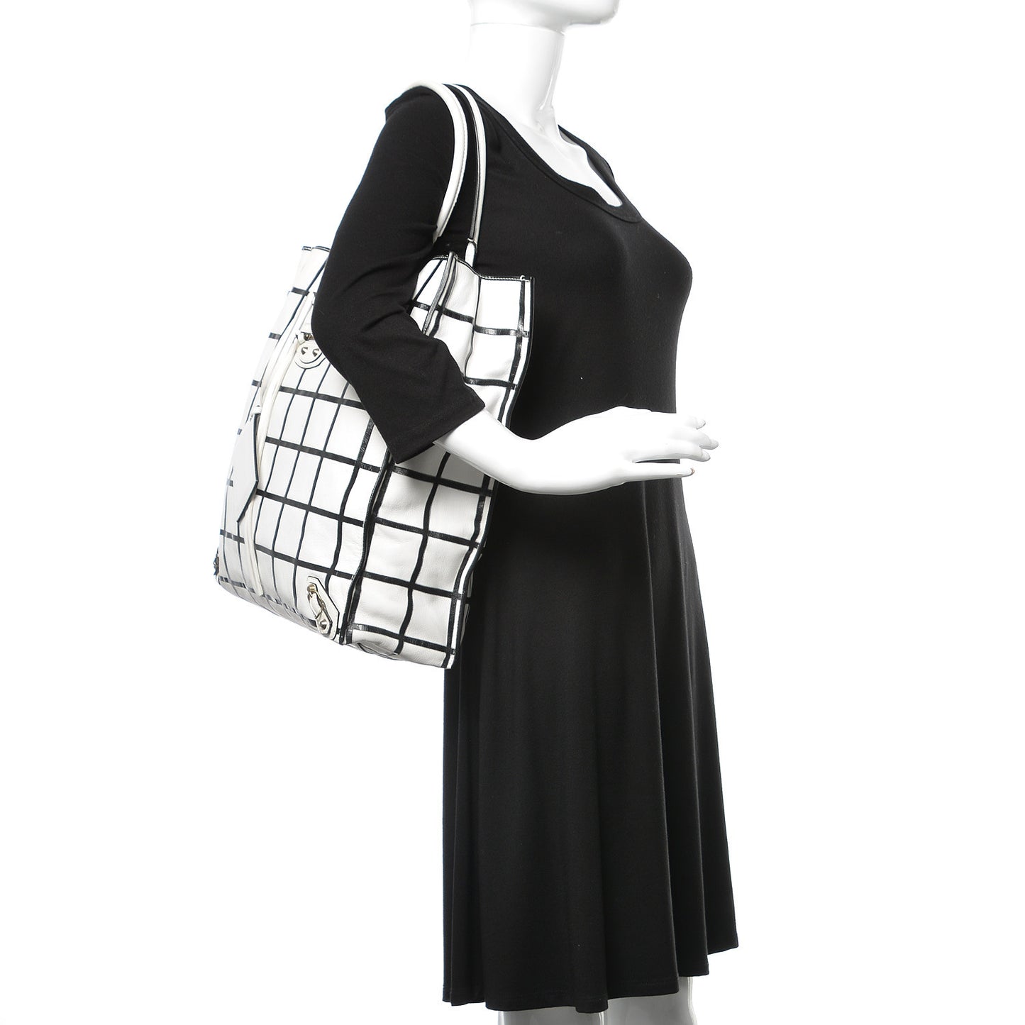 Agneau Papier Ledger Tote White Black