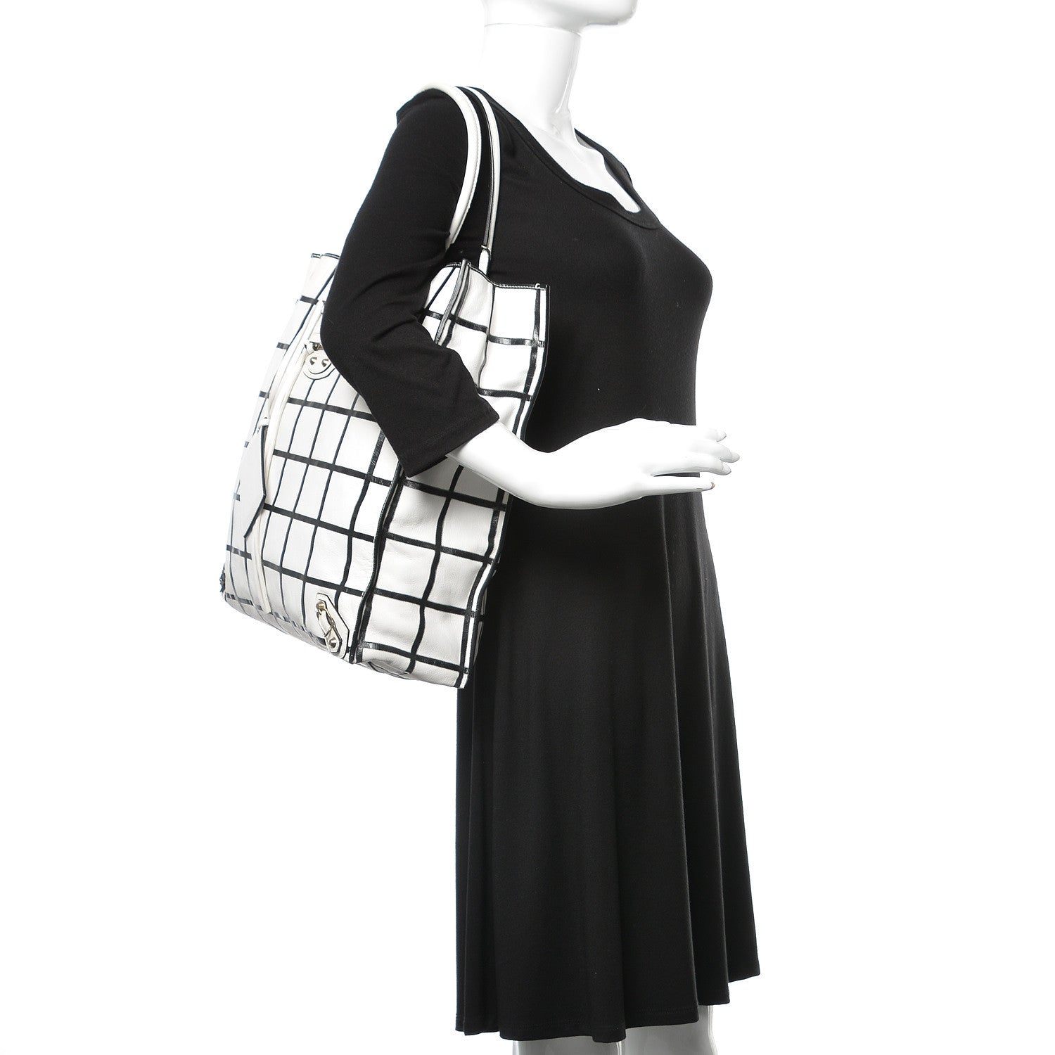 Balenciaga Agneau Papier Ledger Tote White Black 3 of 13
