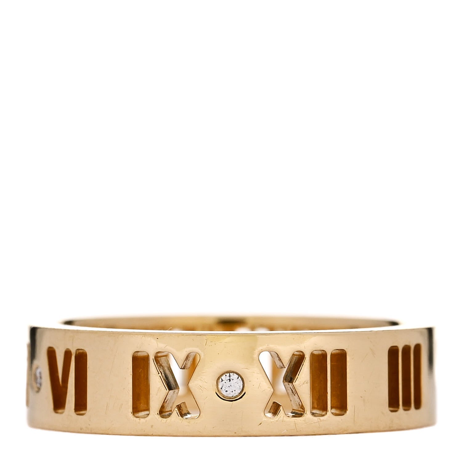 Tiffany 18K Yellow Gold Diamond Wide Atlas Pierced Ring 54 6.75 3 of 4