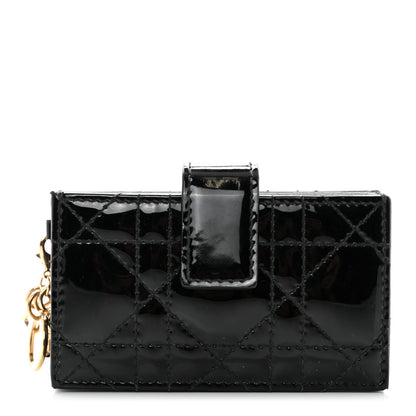 Christian Dior Patent Cannage Lady Dior 5-Gusset Card Holder Black 1 of 5