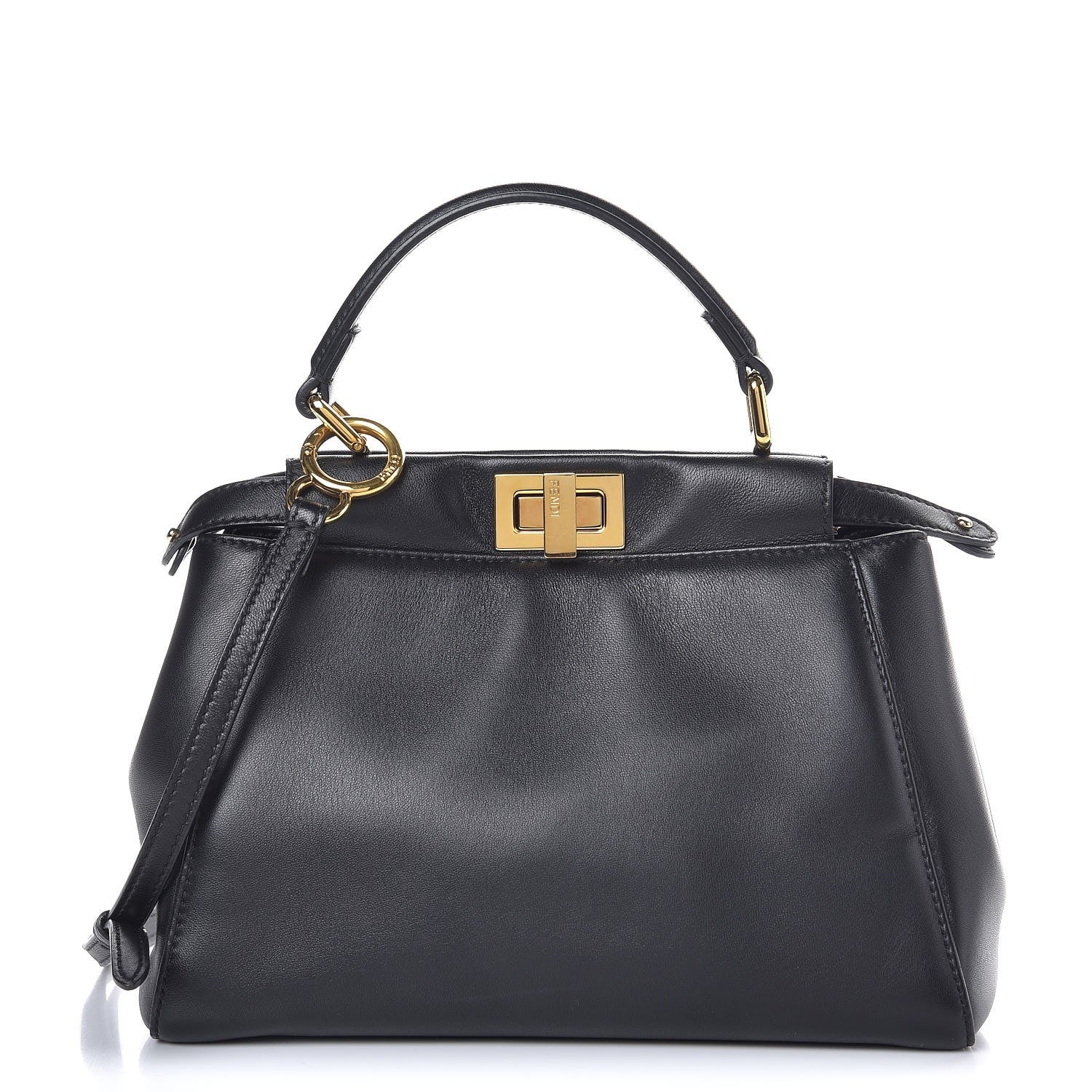 Fendi Nappa Mini Peekaboo Iconic Satchel Black 1 of 8
