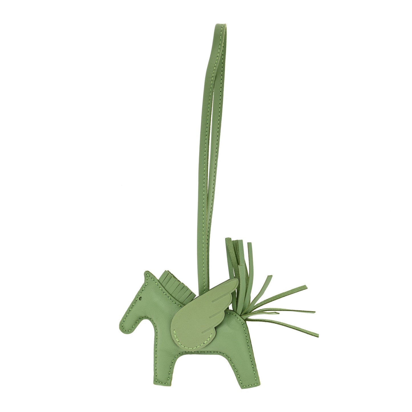 Milo Lambskin Grigri Rodeo Pegase Horse Bag Charm PM Vert Criquet