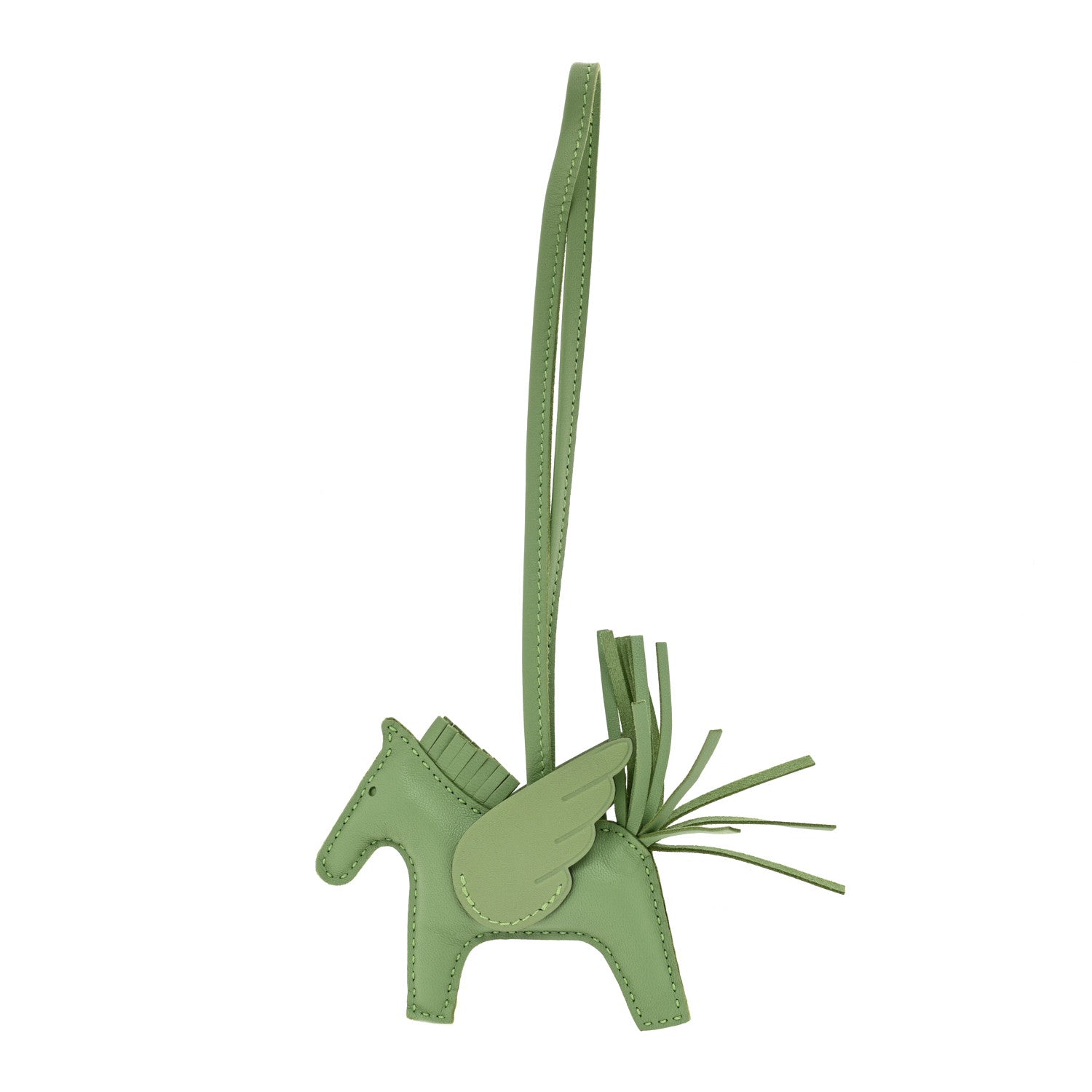 Hermes Milo Lambskin Grigri Rodeo Pegase Horse Bag Charm PM Vert Criquet 1 of 5