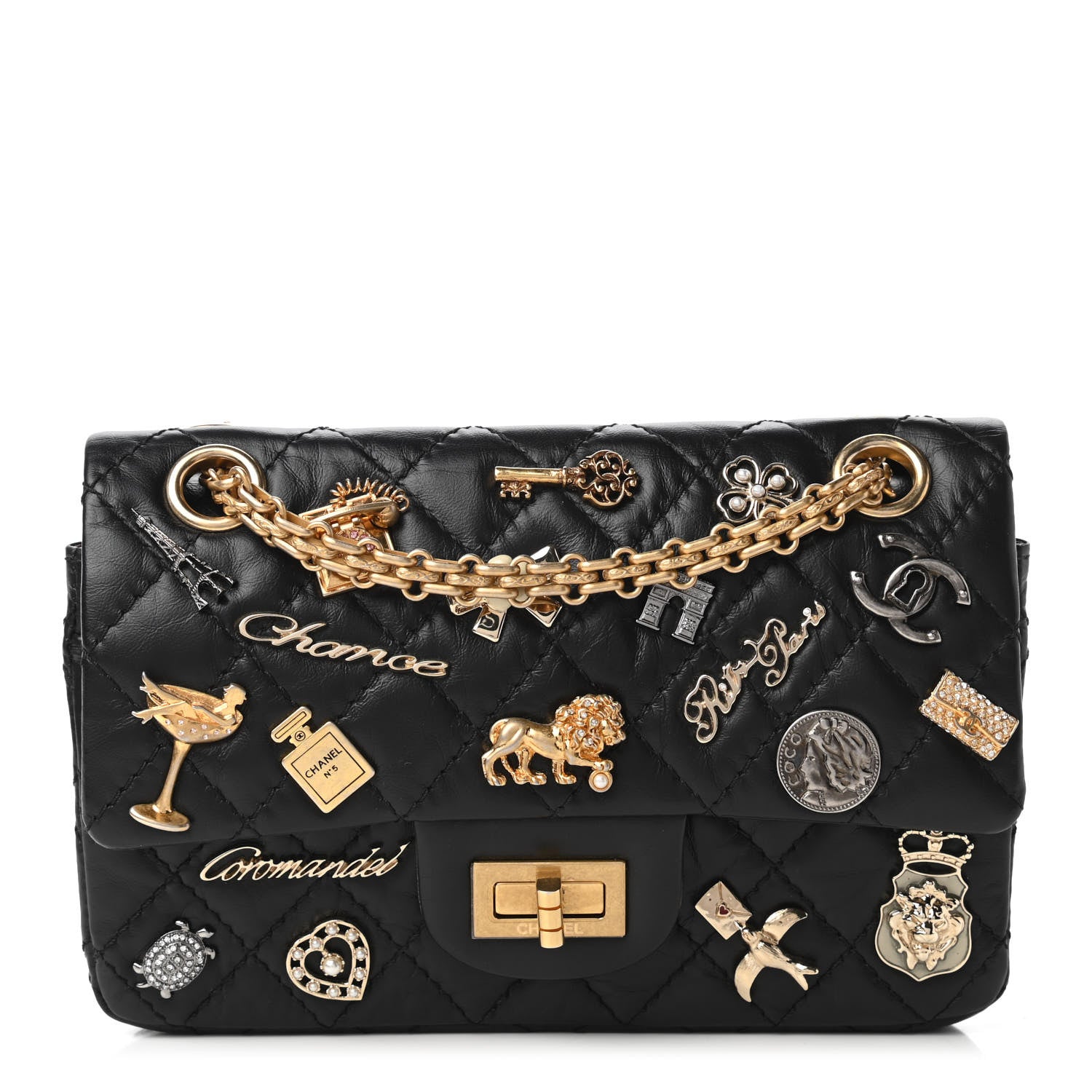 Chanel Aged Calfskin Lucky Charms 2.55 Reissue 224 Flap Black 1 of 11