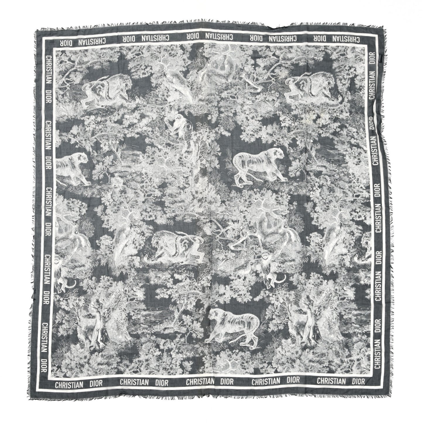 Cotton Fringe Dioriviera Toile De Jouy Sarong Navy Blue