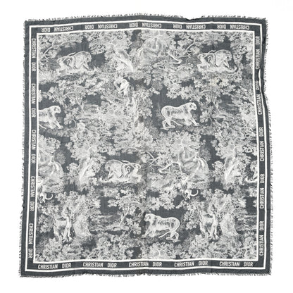 Christian Dior Cotton Fringe Dioriviera Toile De Jouy Sarong Navy Blue 1 of 5