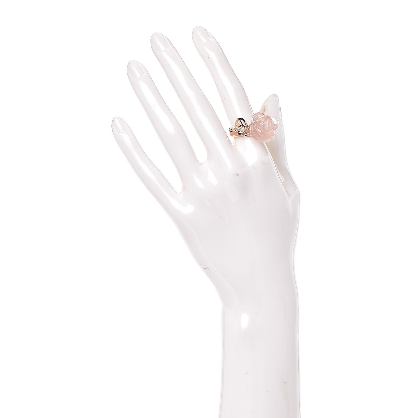 18K Pink Gold Diamond Rose Quartz Dior Pre Catelan Ring 51 5.75
