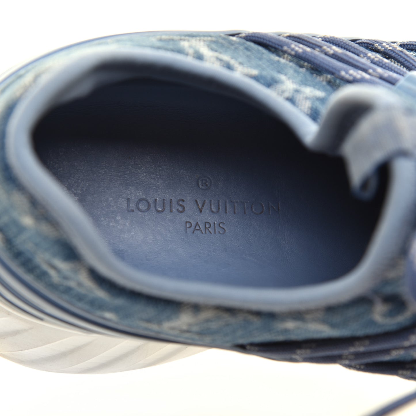 Denim Rubber Monogram Fastlane Low Sneakers 7.5 Navy