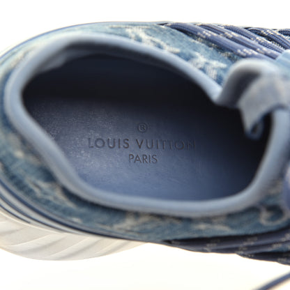 Louis Vuitton Denim Rubber Monogram Fastlane Low Sneakers 7.5 Navy 7 of 10