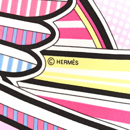 Hermes Silk Pegase Pop Scarf 45 Rose Bleu Jaune 3 of 6