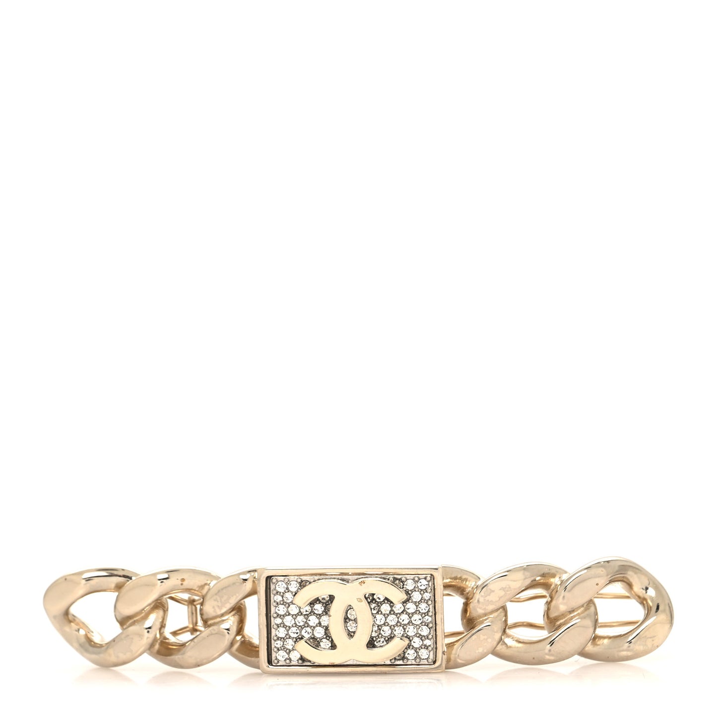 Crystal Chain CC Hair Clip Barrette Gold