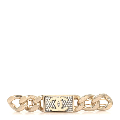 Chanel Crystal Chain CC Hair Clip Barrette Gold 1 of 4