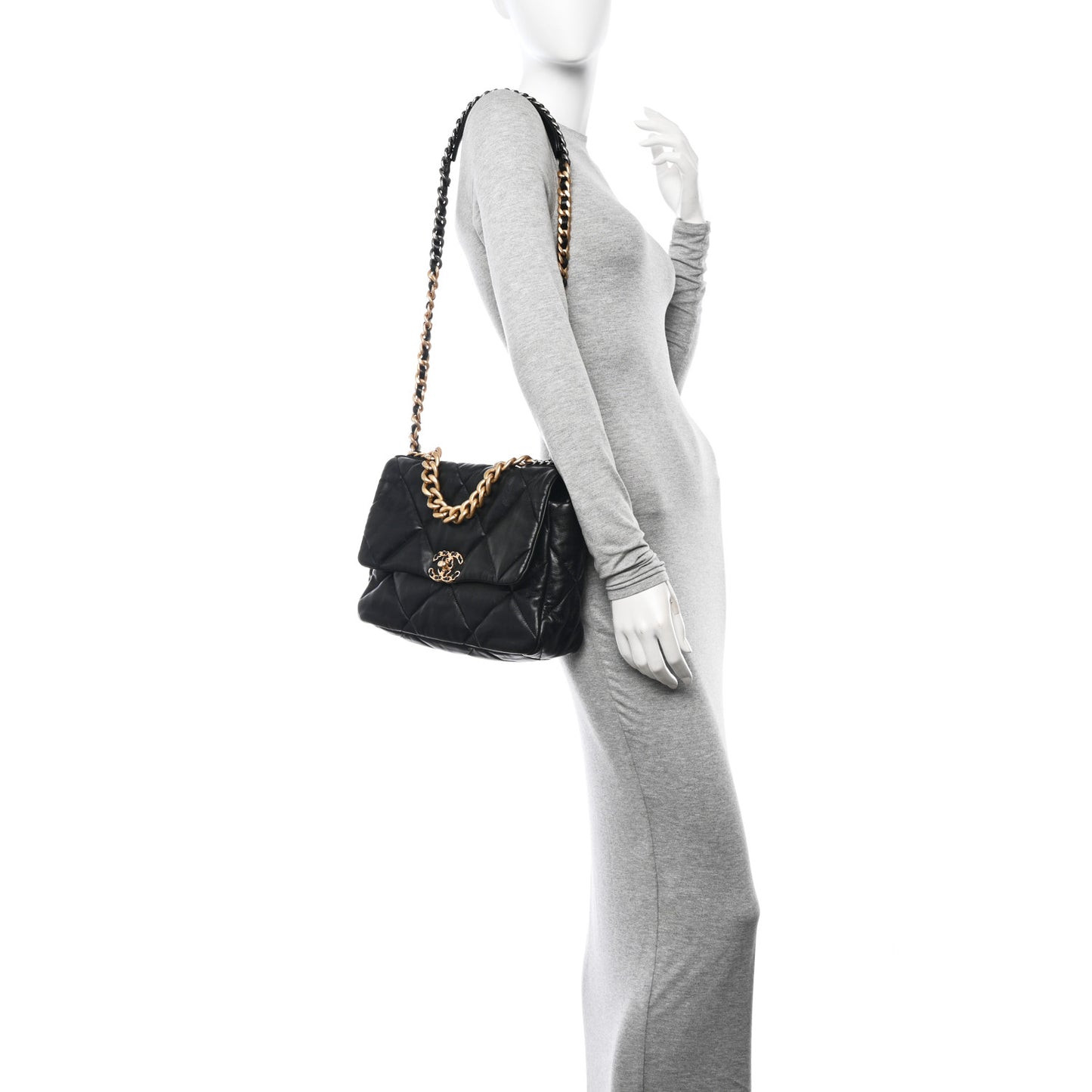 Lambskin Quilted Large Chanel 19 Flap Black