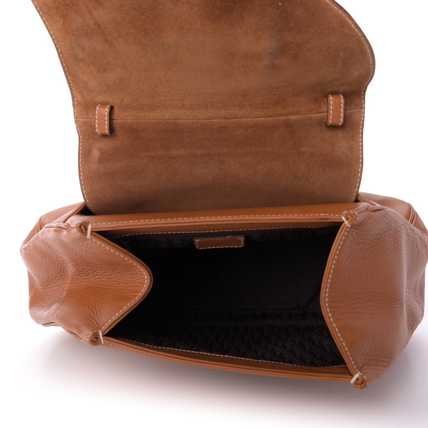 Calfskin Saddle Top Handle Satchel Tan
