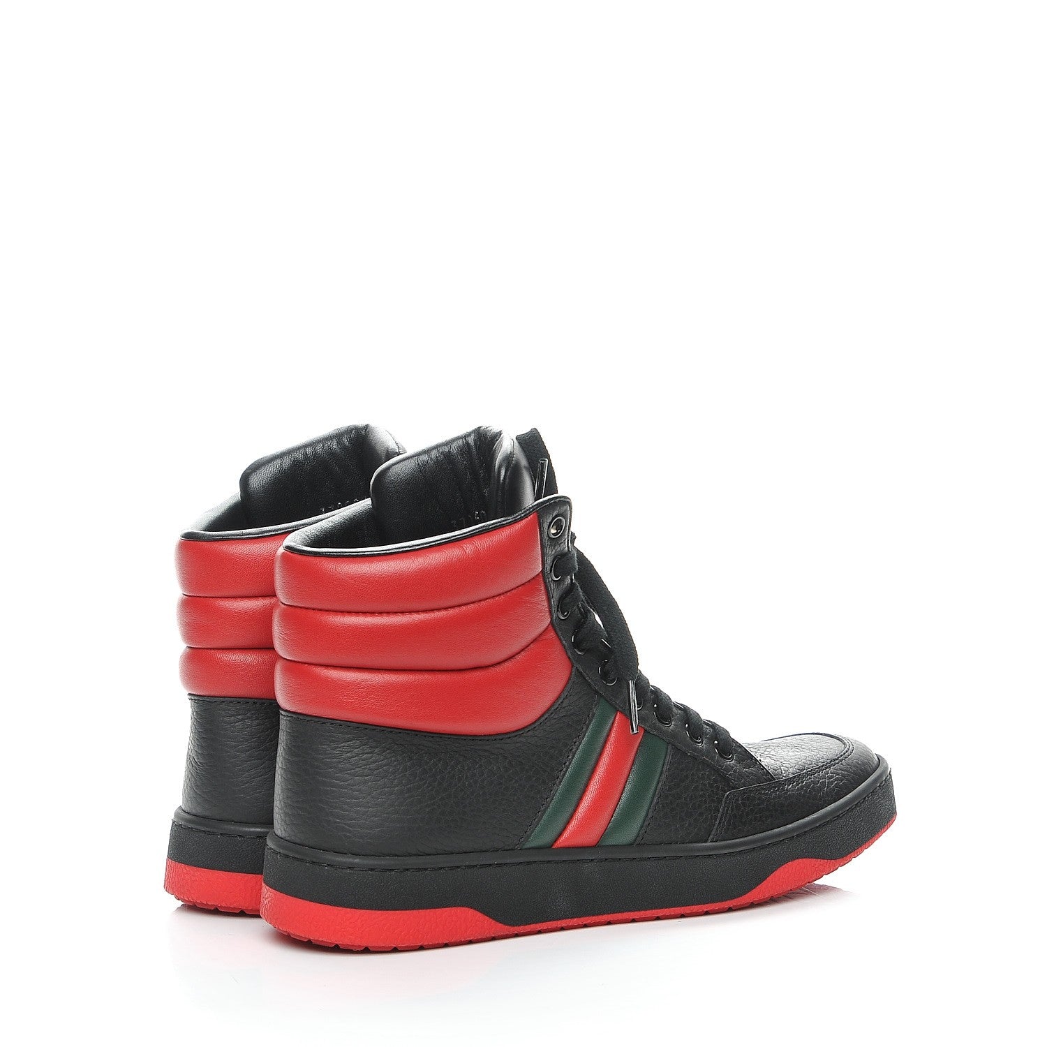 Gucci Calfskin New Praga Karibu High Top Sneakers 38 Black Red Green 4 of 9