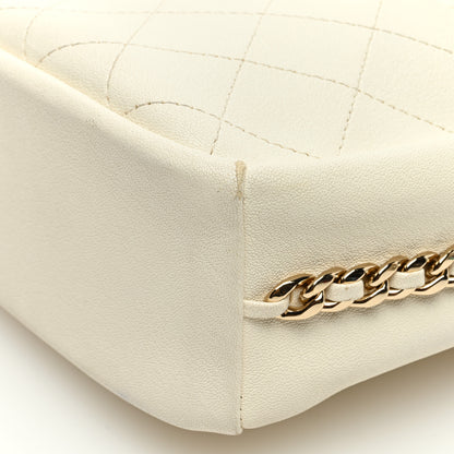 Chanel Goatskin Stitched Casual Trip North South Camera Case White 10 of 12