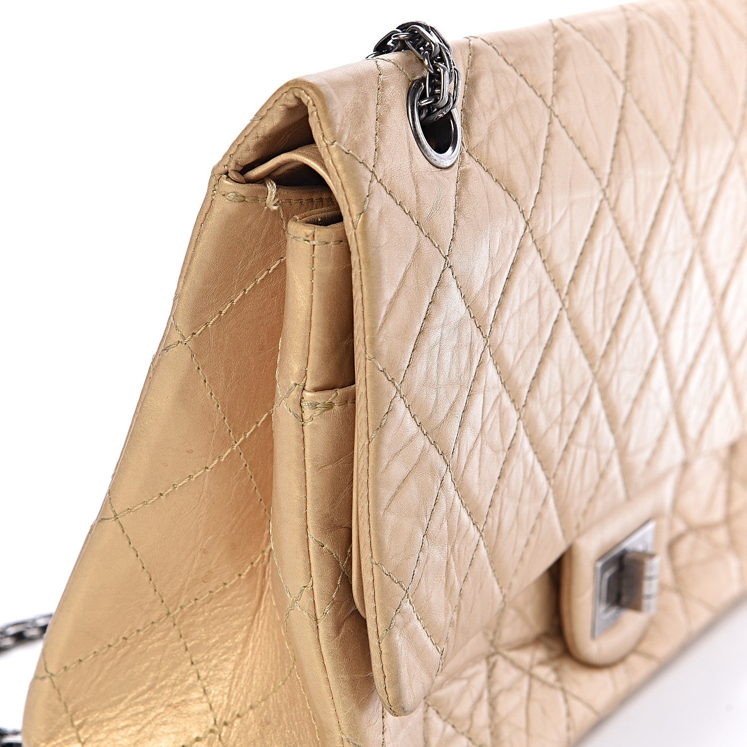 Chanel Metallic Aged Calfskin Quilted 2.55 Reissue 227 Flap Gold 13 of 16
