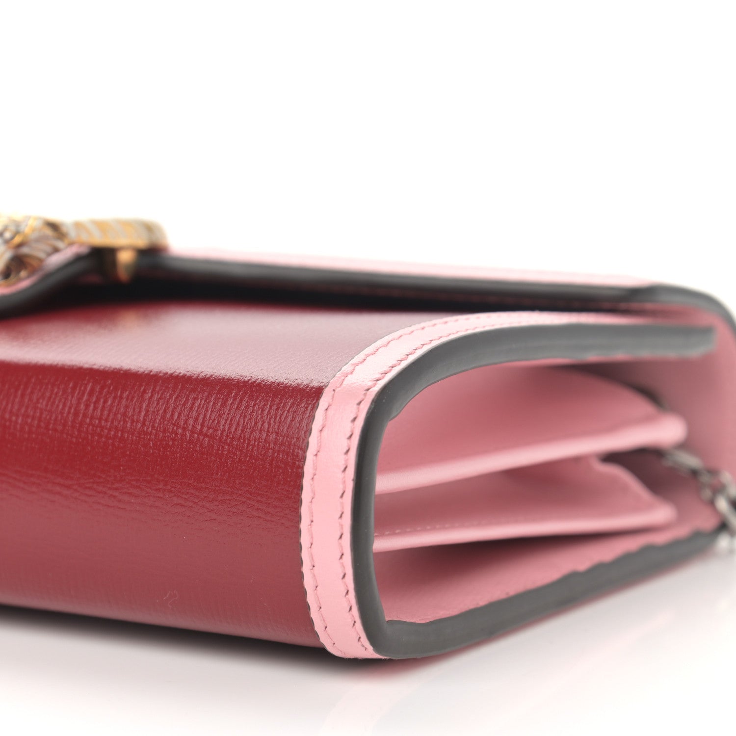 Gucci Azalea Calfskin Enamel Mini Dionysus Chain Wallet New Cherry Red Wild Rose Off White 10 of 11