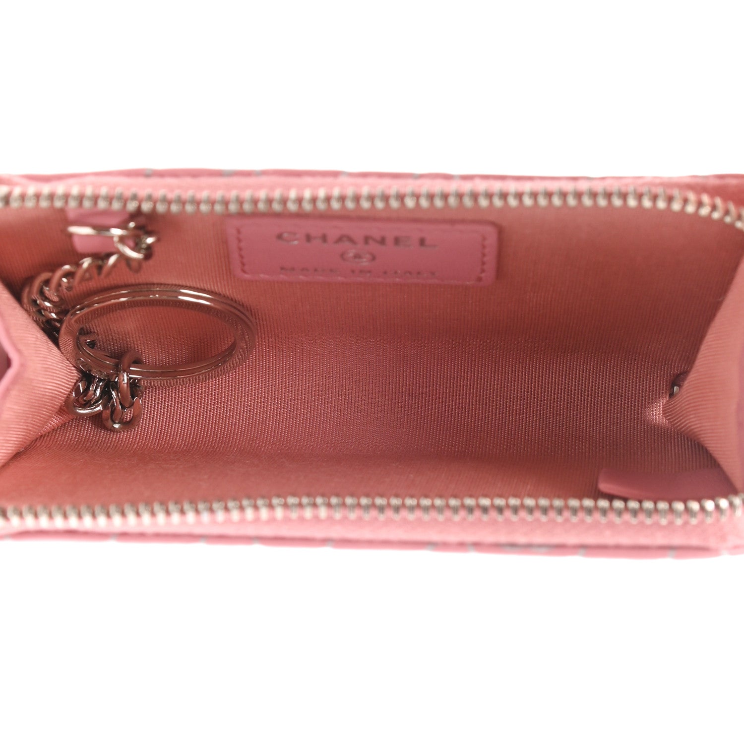 Chanel Lambskin Camellia Embossed Key Holder Case Pink 5 of 8