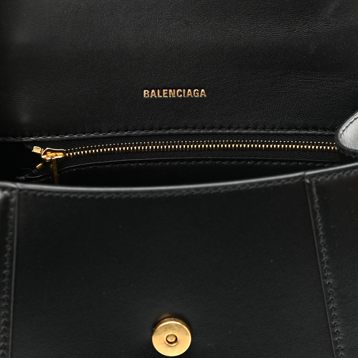 Balenciaga Shiny Box Calfskin Small Hourglass Top Handle Bag Black 6 of 11